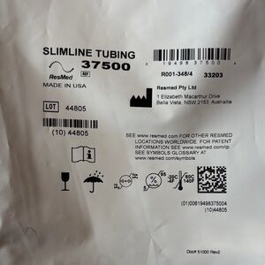 ResMed SlimLine Tubing Packaging — White with Black Print